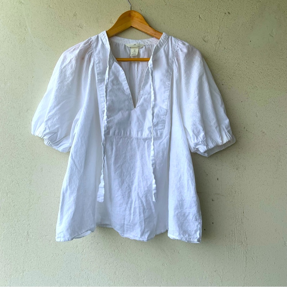 White Puff Sleeve Women's Top